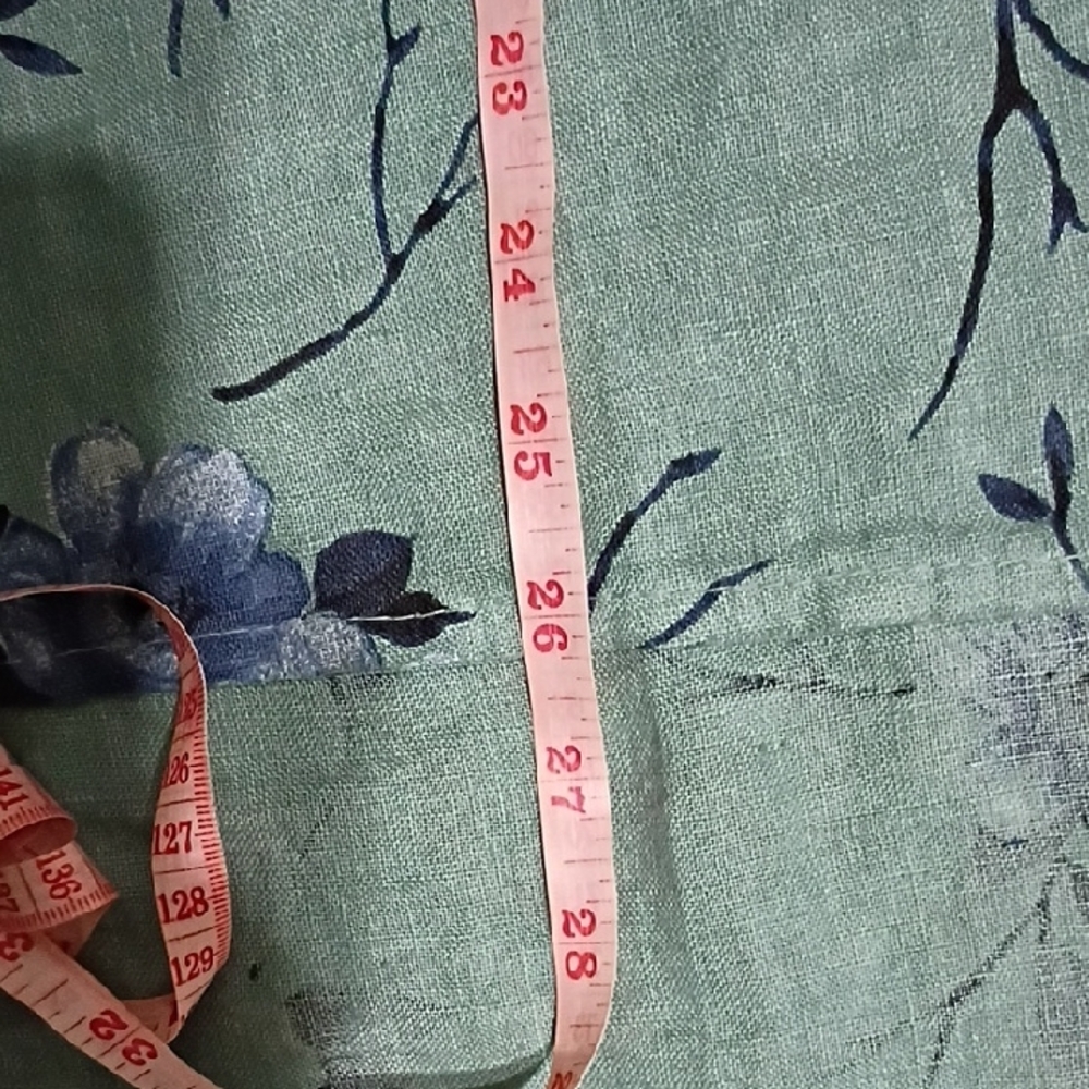 Terzo Millennio 100% Linen Floral Blue and Green Women's Tunic Size L - Picture 4 of 9